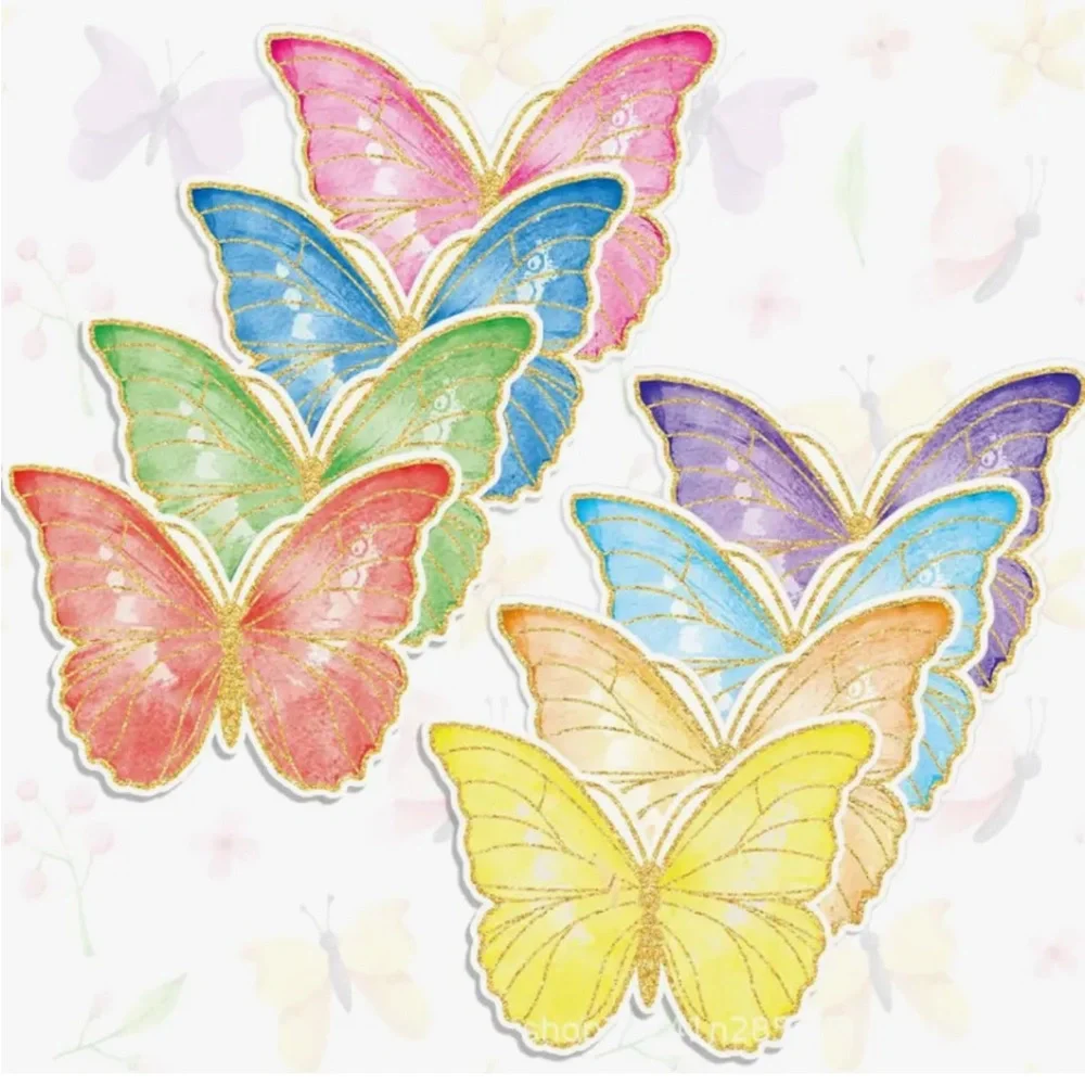 Yellow and Gold Butterfly Shaped Disposable Placemats, 12 ct